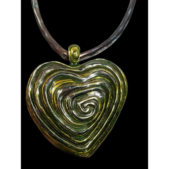 Brutalist Abstract Heart Swirl Pendant Necklace - Picture 2 of 12